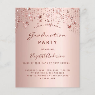 Graduation party rose gold stars invitation