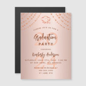 Graduation party rose gold stars year luxury magnetic invitation (Front/Back)