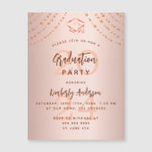 Graduation party rose gold stars year luxury magnetic invitation (Front)