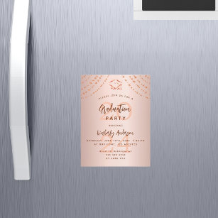 Graduation party rose gold stars year luxury magnetic invitation