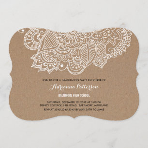 Graduation Party   Rustic Paisley Pattern Invitation