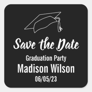 Graduation Party Save the Date Announcement Square Sticker