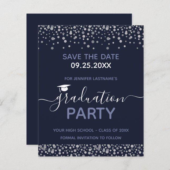 Graduation Party Save the Date Budget Invitation (Front/Back)
