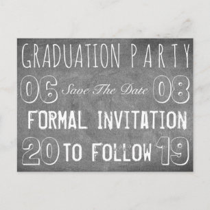 Graduation Party Save The Date Chalkboard Look Postcard