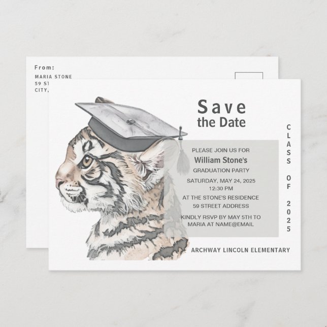 Graduation Party Save the Date Invitation Postcard (Front/Back)