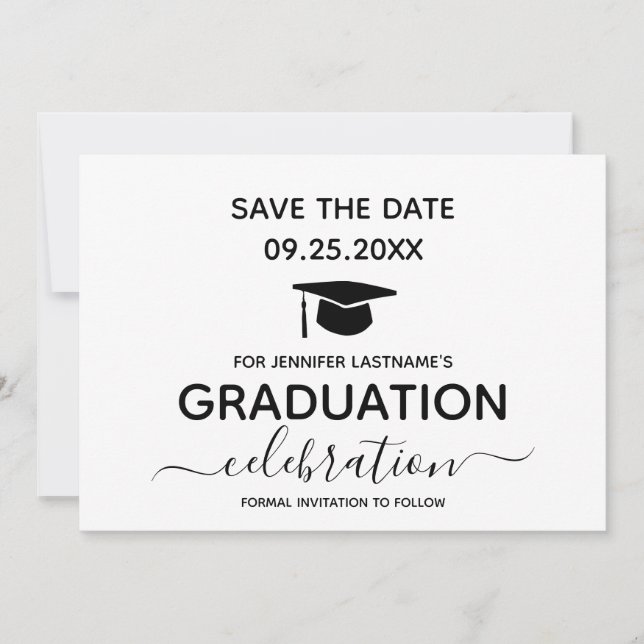 Graduation Party Save the Date Minimal  Invitation (Front)