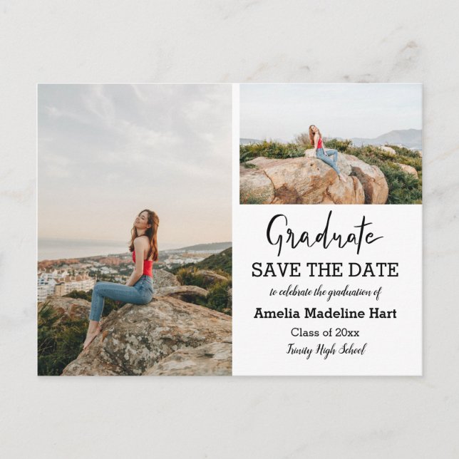 Graduation Party | Save The Date Multi Photo Annou Announcement Postcard (Front)