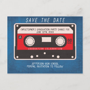 Graduation Party Save The Date Retro Tape Song Announcement Postcard