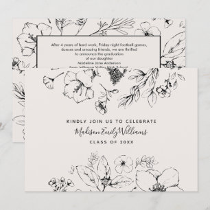 Graduation Party Script Blush Botanical Floral Invitation