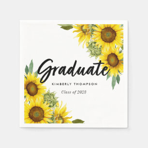 Graduation Party Script Celebration Sunflower Chic Napkin