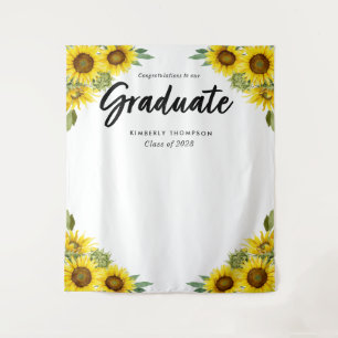 Graduation Party Script Celebration Sunflower Tapestry