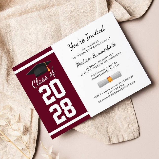 Graduation Party Senior Graduate 2025 Invitation (Graduation 2024 Burgundy Party Invitation)