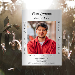 Graduation party silver photo class of 2025 invitation