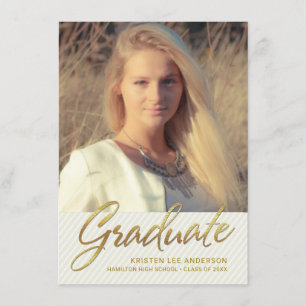 Graduation Party - Sophisticated Pin Stripes Photo Invitation