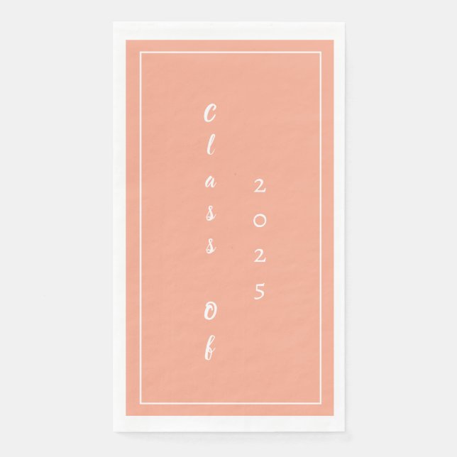 Graduation Party Student Class Of 2025 Pink Peach Napkin (Front)