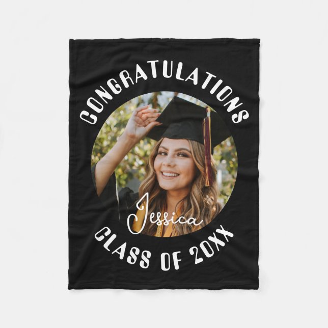 Graduation Party Sweet Personalised Photo and Name Fleece Blanket (Front)