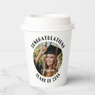 Graduation Party Sweet Personalised Photo and Name Paper Cups