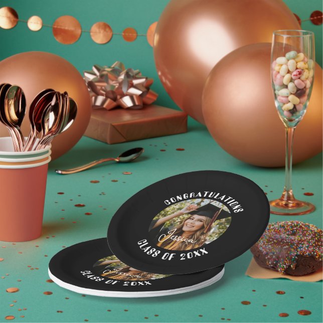 Graduation Party Sweet Personalised Photo and Name Paper Plate (Multi)