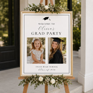 Graduation Party Then and Now Photo Welcome Poster