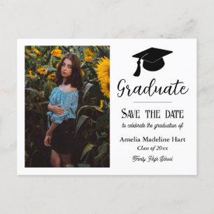 Graduation Party Typography Save The Date Photo Postcard