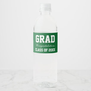 Graduation Party Water Bottle Labels Green