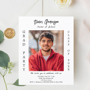 Graduation party white black photo 2025 invitation