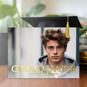 Graduation Party with 4 Photos Navy and Gold