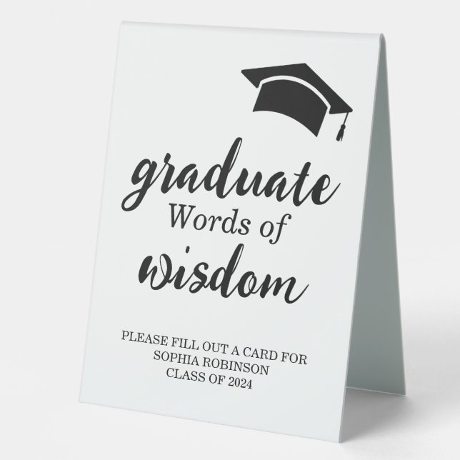 Graduation Party Words Of Wisdom Guest Advice (Front)