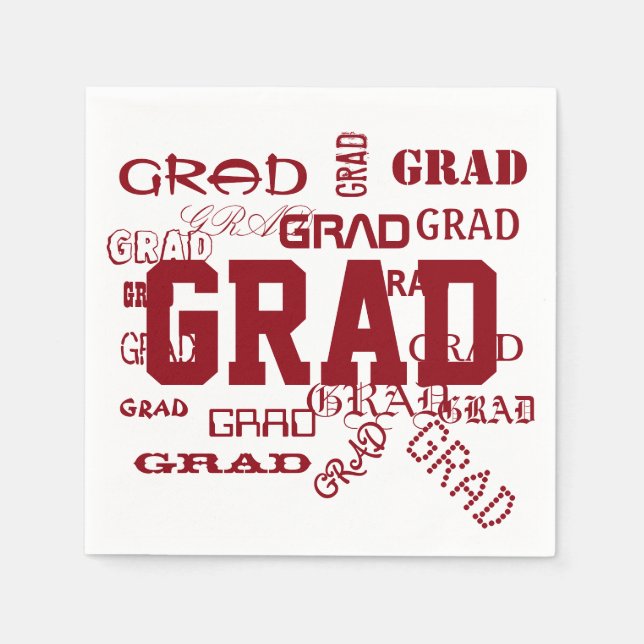 Graduation Pattern Red White School Colours Napkin (Front)