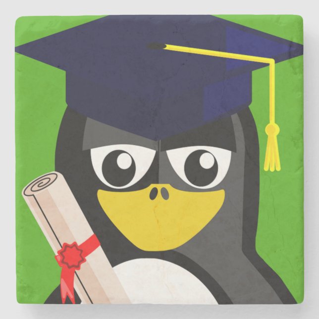 GRADUATION PENGUIN STONE COASTER (Front)