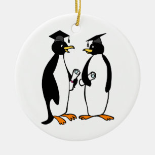 Graduation Penguins Cartoon Ceramic Tree Decoration