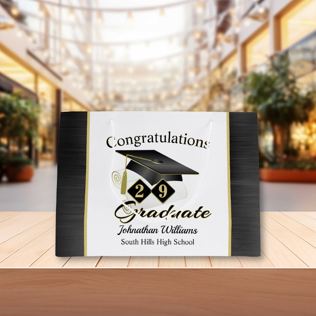 Graduation Personalised Black & Gold Large Gift Bag (Graduation Personalized Black & Gold Large Gift Bag)