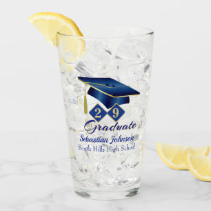 Graduation Personalised Blue & Gold 20XX Glass