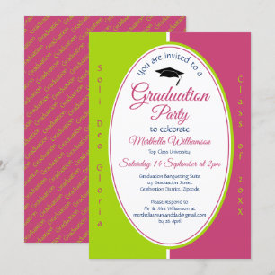 GRADUATION Personalised Christian Pink Green Invitation