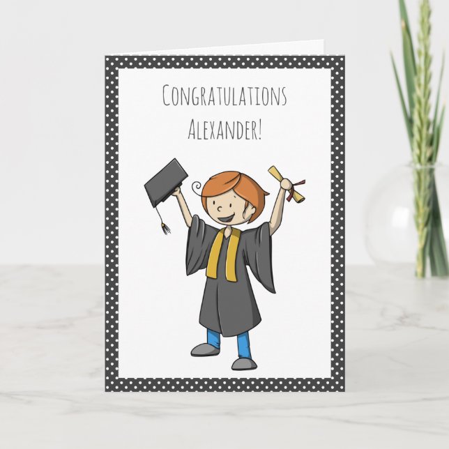 Graduation Personalised Graduate Celebrating Cute Card (Front)