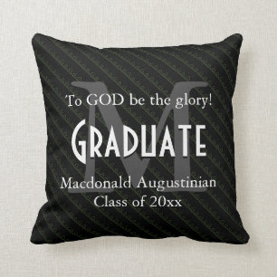 Graduation Personalised Keepsake GLORY GOD Black Cushion