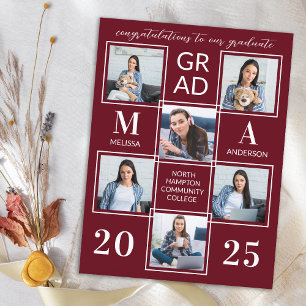 Graduation Personalised Monogram Graduate 6 Photo Invitation Postcard