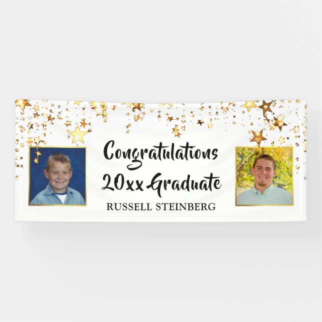 Graduation Personalised Then and Now Photos Banner (Horizontal)