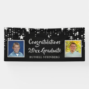 Graduation Personalised Then & Now Photos Silver Banner