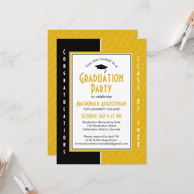 GRADUATION Personalised Yellow SCIENCE Graduate Invitation (Front/Back In Situ)