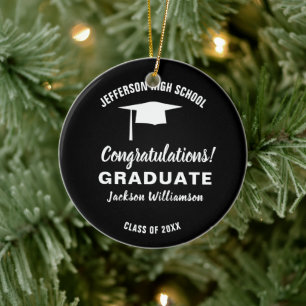 Graduation Photo 2019 Grad Cap Custom Colour Ceramic Tree Decoration
