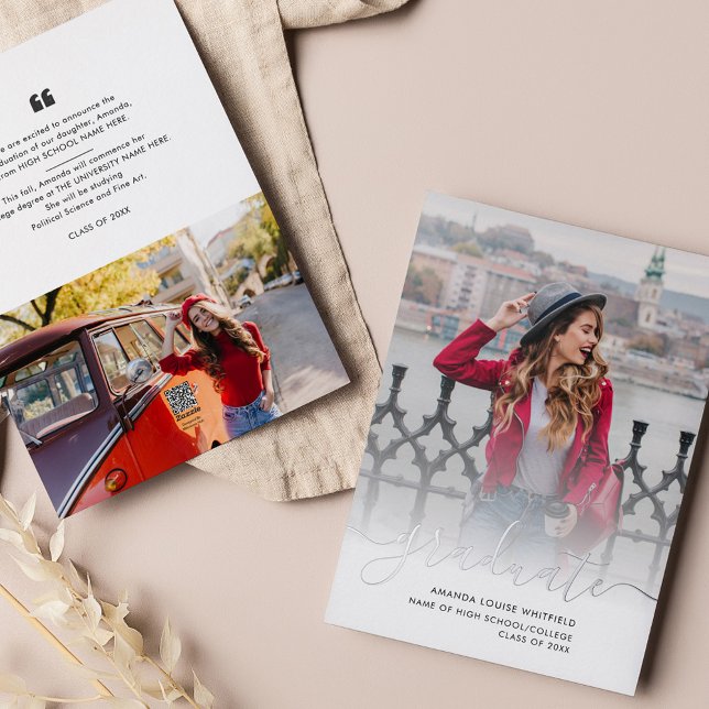 Graduation Photo 2025 Silver Foil Announcement (Graduation 2024 Photos Script Silver Foil Announcement)