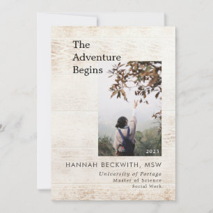 Graduation Photo Adventure Begins Rustic Announcement