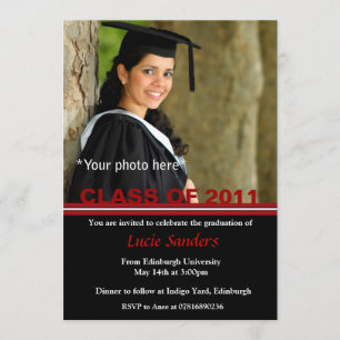 Graduation Photo Announcement Red & Black