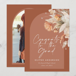 Graduation photo arch terracotta pampas botanical  invitation