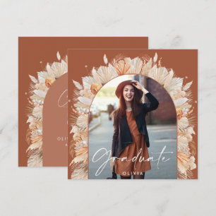 Graduation photo arch terracotta pampas botanical invitation