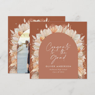 Graduation photo arch terracotta pampas botanical  invitation