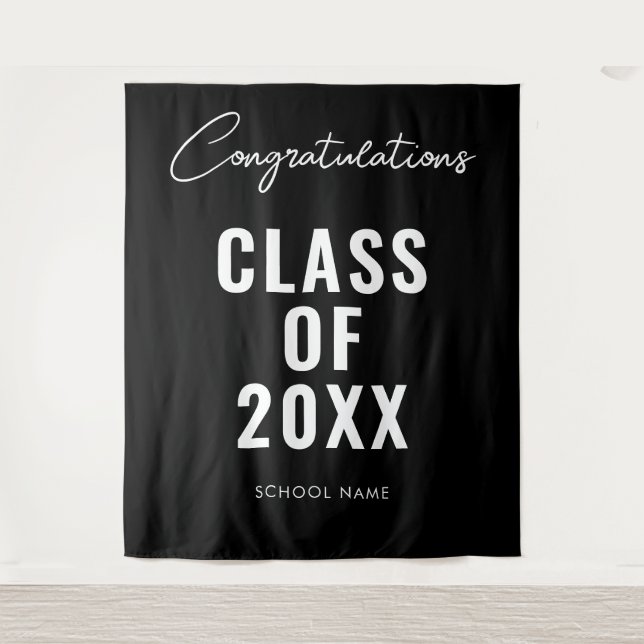 Graduation Photo Backdrop Graduation Decor Black Tapestry (Front)