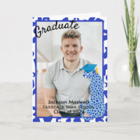Graduation Photo blue Leopard Print