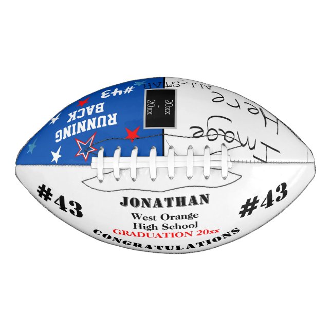 Graduation Photo Blue White School Team  American Football (Front)